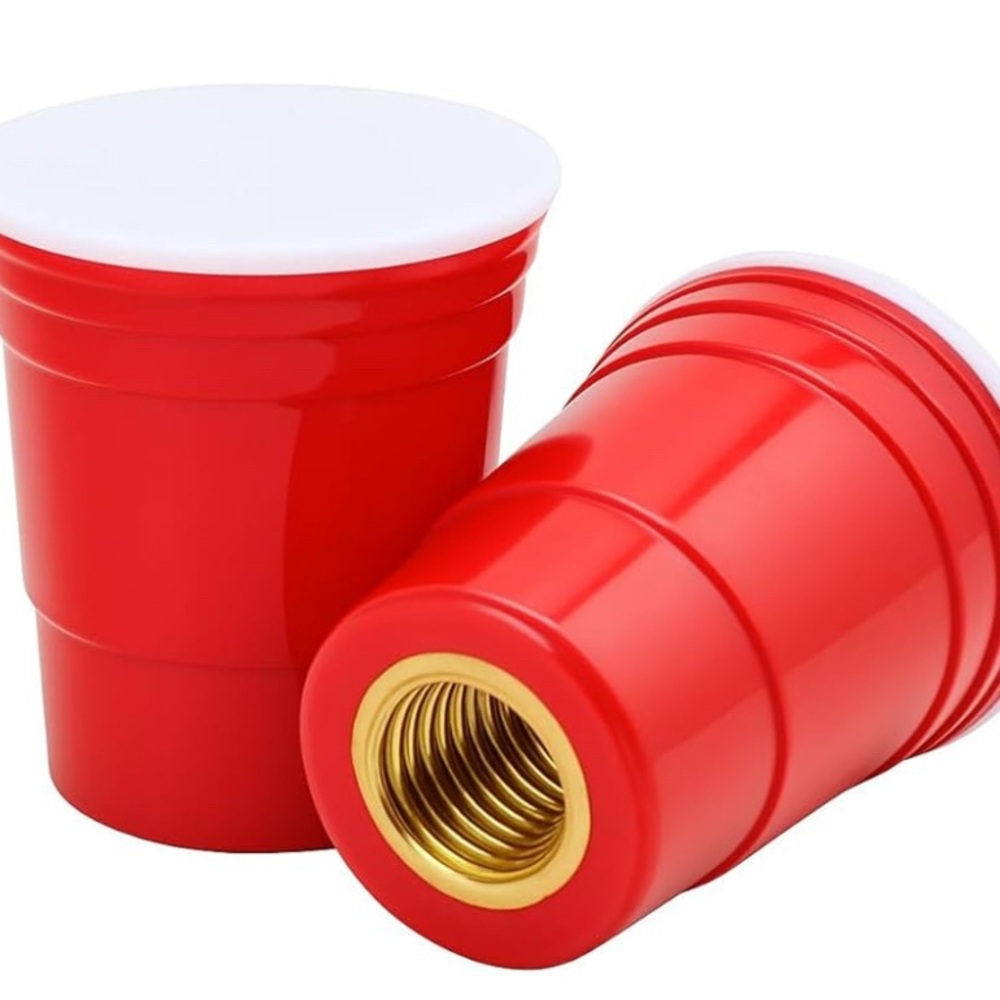 🆕 Red Solo Cup Set of 2 Tire Caps -Valve Stem Covers for Cars, Bikes, & More